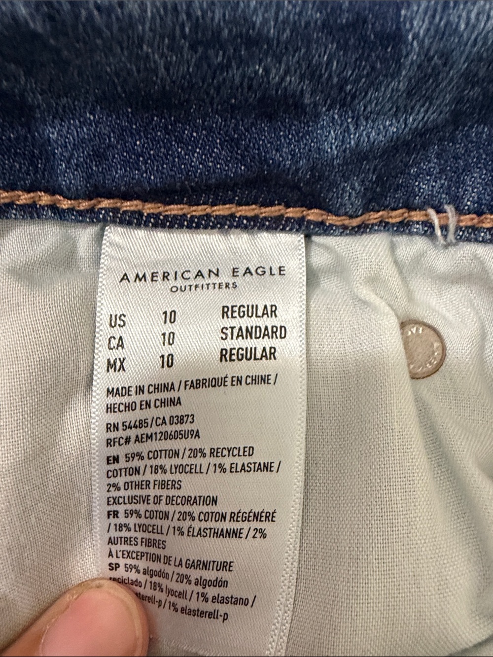 American Eagle Outfitters Light Blue High-Rise Distressed Wide-Leg Jeans - Picture 6 of 7